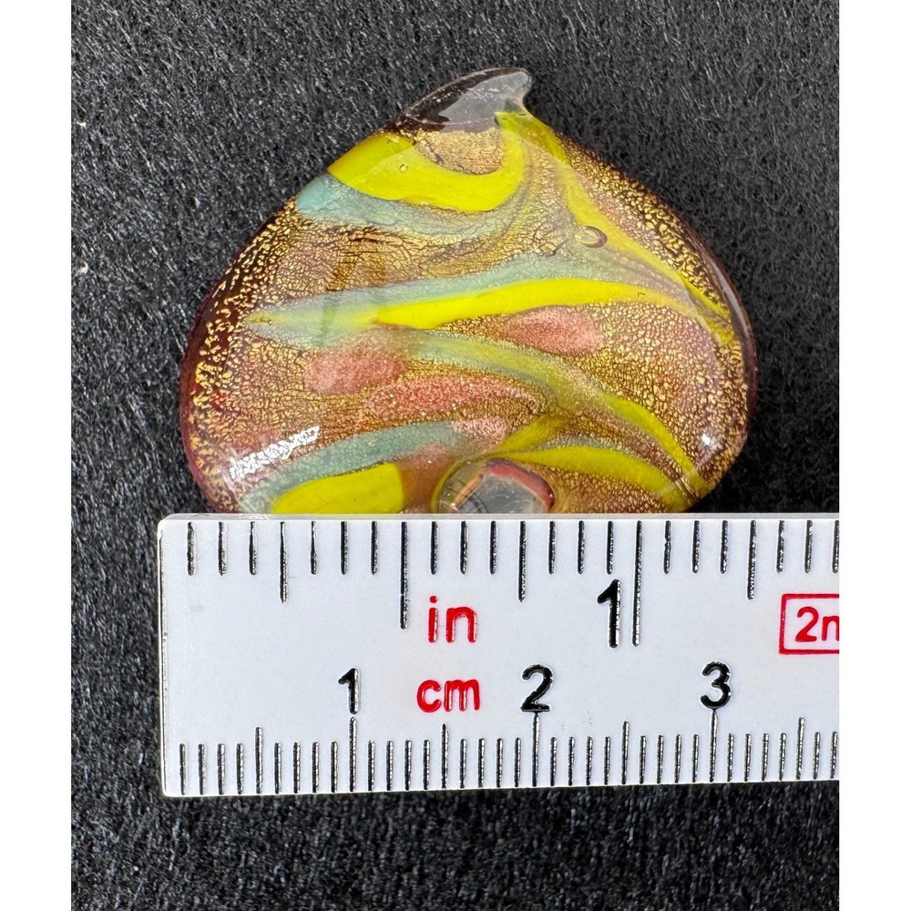 Dichroic Glass Heart Pendant Necklace Charm Italian Art Red Gold Yellow - Picture 7 of 7